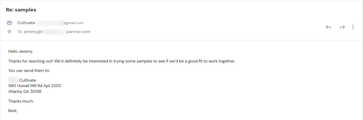 Retailer reply from CMJJ Gourmet
